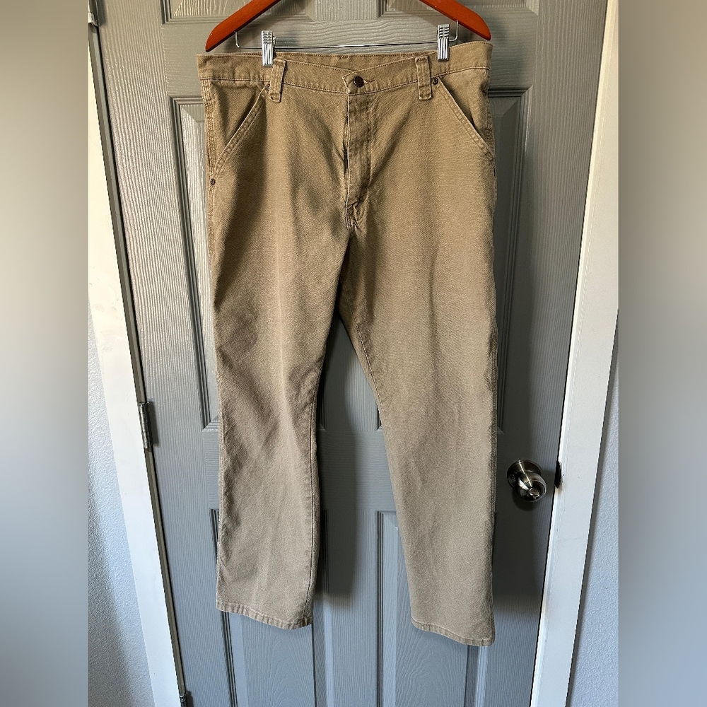 Wrangler Carpenter Jeans with Flex Men 36x32 Beige Straight Relaxed Workwear